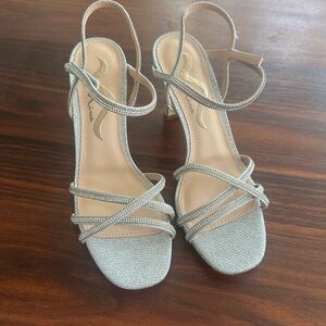 Nina Silver Strappy Heels